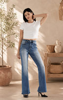 High Rise Distressed Flare Leg Jeans