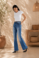 High Rise Distressed Flare Leg Jeans