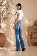 High Rise Distressed Flare Leg Jeans