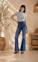 Distressed High Rise Flare Jeans