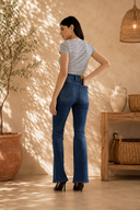 Distressed High Rise Flare Jeans