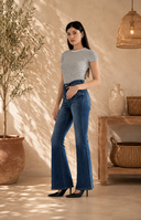 Distressed High Rise Flare Jeans