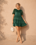 Evergreen Velvet Sequin Sleeve Dress
