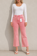 Acid Washed High Waist Frayed Hem Bootcut Pants | S-XL, 7 Colors