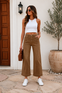 Cropped High Rise Wide Leg Jeans
