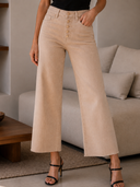 PLUS/REG MICA Rose Gold Button Detail Crop Denim