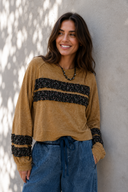POL Textured Patch Shirring Top