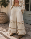 POL Wide-Leg Thermal Lace Pants