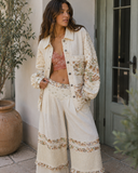 POL Wide-Leg Thermal Lace Pants