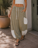 POL Oversized Floral Pattern Printed Knit Pants