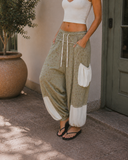POL Oversized Floral Pattern Printed Knit Pants