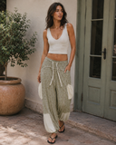 POL Oversized Floral Pattern Printed Knit Pants