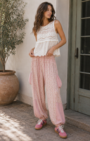 POL Oversized Floral Pattern Printed Knit Pants