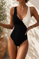 Midnight Muse Scallop Contrast Bodysuit