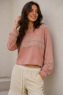 POL Textured Patch Shirring Top