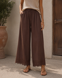 Boho Breeze Lace Hem Wide Leg Pants