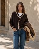 Harbor Lane Contrast Trim Cardigan