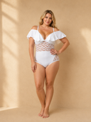 (S-3X!) Let Me Go Sheer Polka Dot One Piece Swimsuit