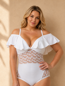 (S-3X!) Let Me Go Sheer Polka Dot One Piece Swimsuit
