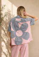 Mineral Washed Flower Back Patched Shacket