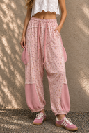 POL Oversized Floral Pattern Printed Knit Pants