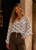 Embroidered Floral V-Neck Blouse