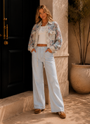 Crochet Lace Patch Floral Jacket Top