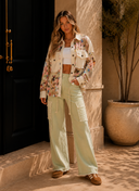 Oversized Woven Floral Print Shacket