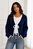 Cozy Charm Ribbon Tie Knit Cardigan