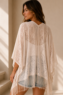 Flower Embroidered Sheer Kimono