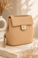 Sienna Woven Vegan Leather Backpack