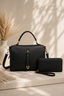 Fashion Zipper 2-in-1 Boxy Satchel Set