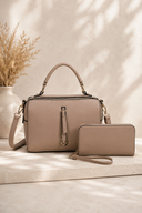 Fashion Zipper 2-in-1 Boxy Satchel Set