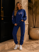 Navy Bow Joggers
