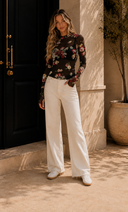 Sheer Floral Long Sleeve Top
