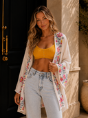 Blooming Anemone Embroidered Kimono