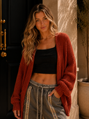 POL Long Sleeve Pockets Solid Sweater Cardigan