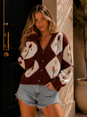 Twilight Flora Harlequin Button Cardigan