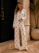 Black Bow Satin Pajama Set
