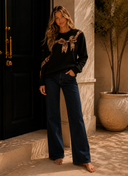 Black Sequin Bow Holiday Sweater