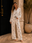 Black Bow Satin Pajama Set