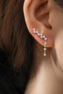 Sterling Silver Cubic Zirconia Tassel Dainty Drop Earrings