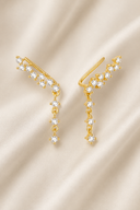 Sterling Silver Cubic Zirconia Tassel Dainty Drop Earrings
