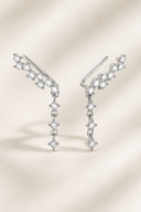 Sterling Silver Cubic Zirconia Tassel Dainty Drop Earrings