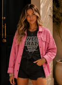 Bon Bon Pearl Beaded Pink Denim Jacket