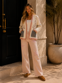 POL Embroidery Quilted Knit Jacket