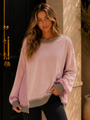 Pink & Taupe Patchwork Pullover