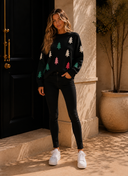 Christmas Tree Appliqué Knit Sweater