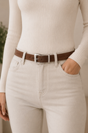 Warped Buckle Vegan Leather Belt