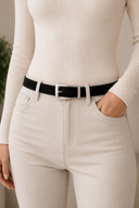 Warped Buckle Vegan Leather Belt